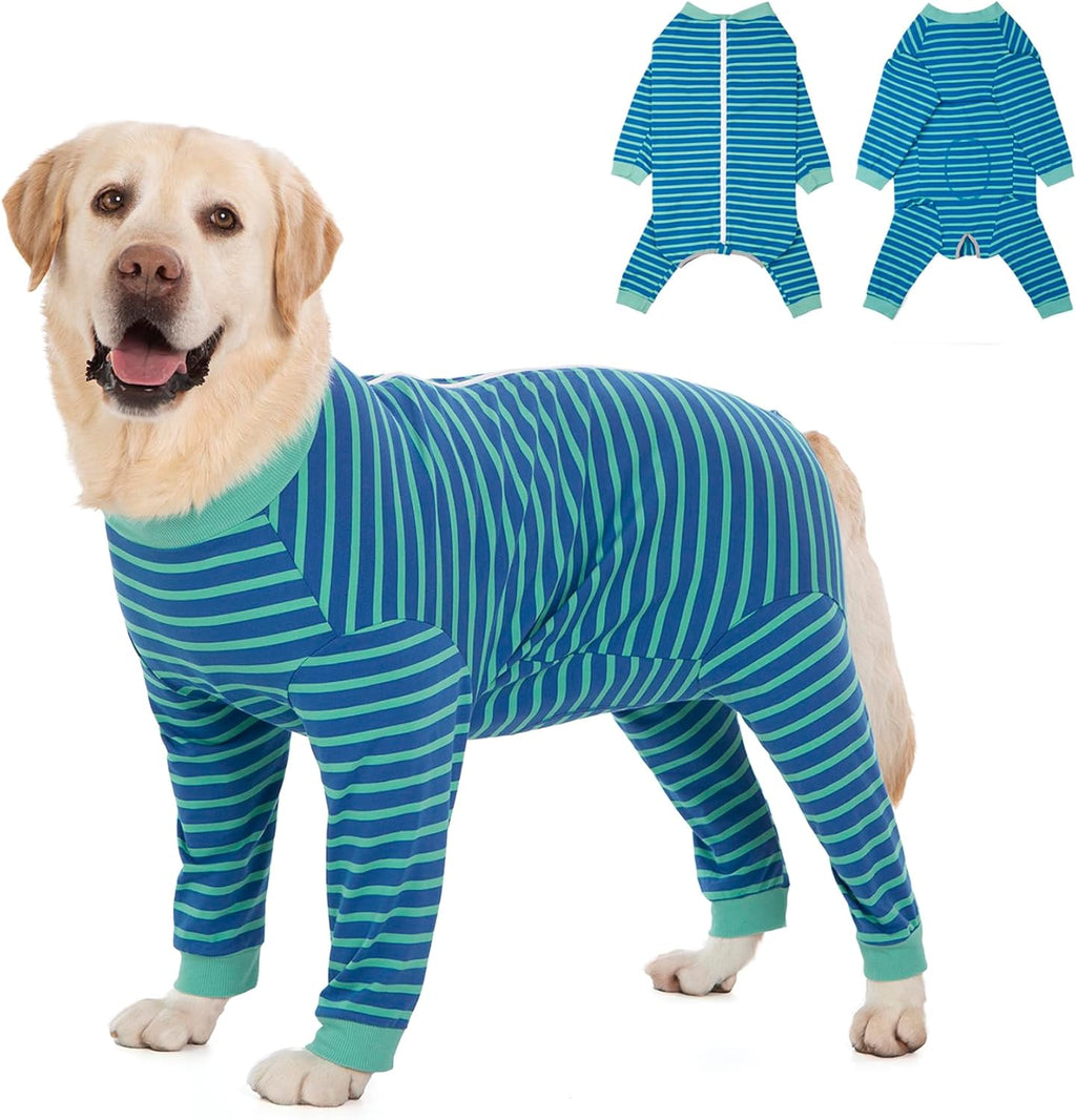 Yeapeeto Dog Onesie Surgery Recovery Suit for Large Medium Bodysuit Dogs Pajamas PJS Full Body for Shedding, Prevent Licking, Wound Protection, Cone Alternative… (Blue Green, 6X-Large (Pack of 1))