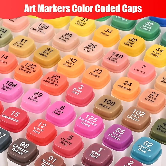 Taotree Alcohol Markers 168 Colors with Case & Holders, Dual Tips Art Coloring Markers Pens, Chisel & Fine Sketch Pens Art Supplies for Artist Kids Adult Coloring Books Drawing, Painting, Sketching