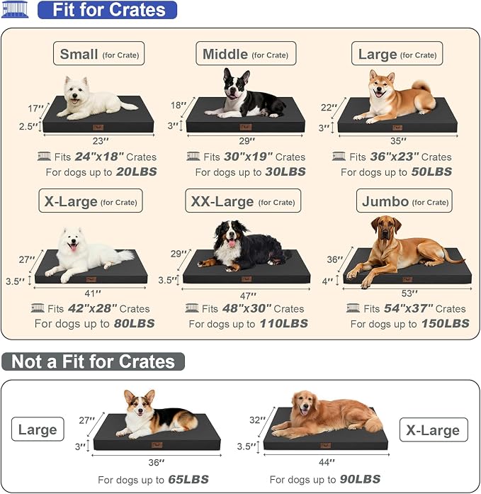 Outdoor Orthopedic Dog Bed for Extra Large Dogs, XL Waterproof Flat Pet Bed - Image 2