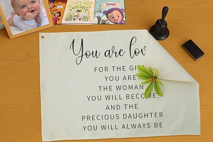 Canvas Banner Wall Decor Hanging Rectangular Poster Flag Sign,Nursery Playroom Bedroom Babyroom Decor,Baby Shower Christmas Gift for Kid Girl-You are Loved for The Girl You Are-28.5"Lx 20"W