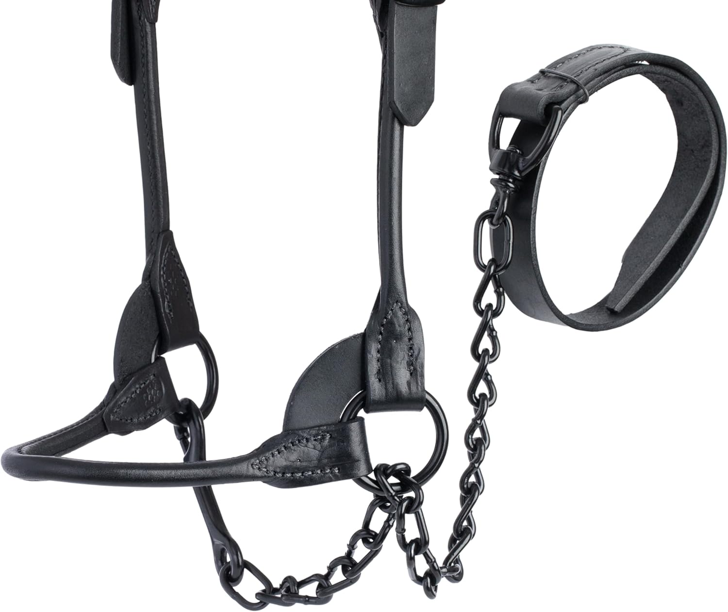 Weaver Livestock Leather Magic Show Cattle Halter, Adjustable, Modern Style Cow Calf Halter, Livestock Handling Equipment for Showing, Black