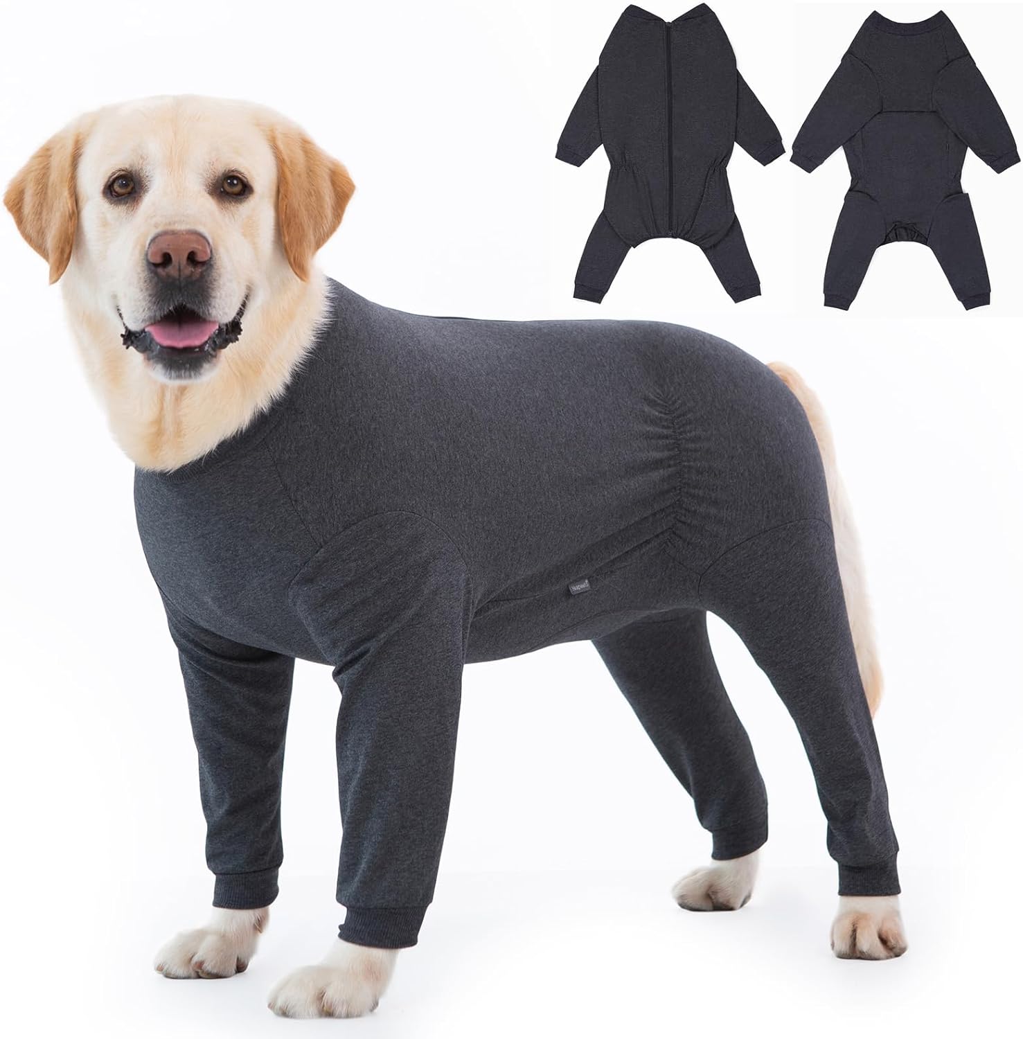 Yeapeeto Dog Onesie Surgery Recovery Suit for Large Medium Bodysuit Dogs Pajamas PJS Full Body for Shedding, Prevent Licking, Wound Protection, Cone Alternative(5XL,Dark Grey)