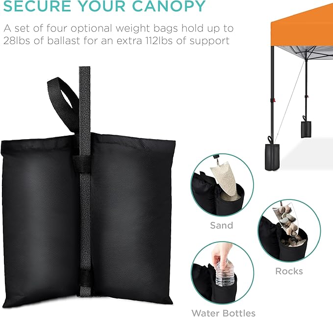 Best Choice Products 12x12ft 1-Person Setup Pop Up Canopy Tent Instant Portable Shelter w/ 1-Button Push, Case, 4 Weight Bags - Orange