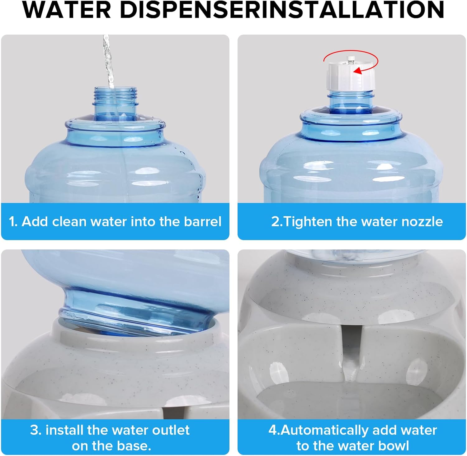 Kenond Water Dispenser Station for Large Dogs,3 Gallon/11L Gravity Automatic Feeder, Dog Water Bowl Dispenser,Large Size Dog Drinking Fountain