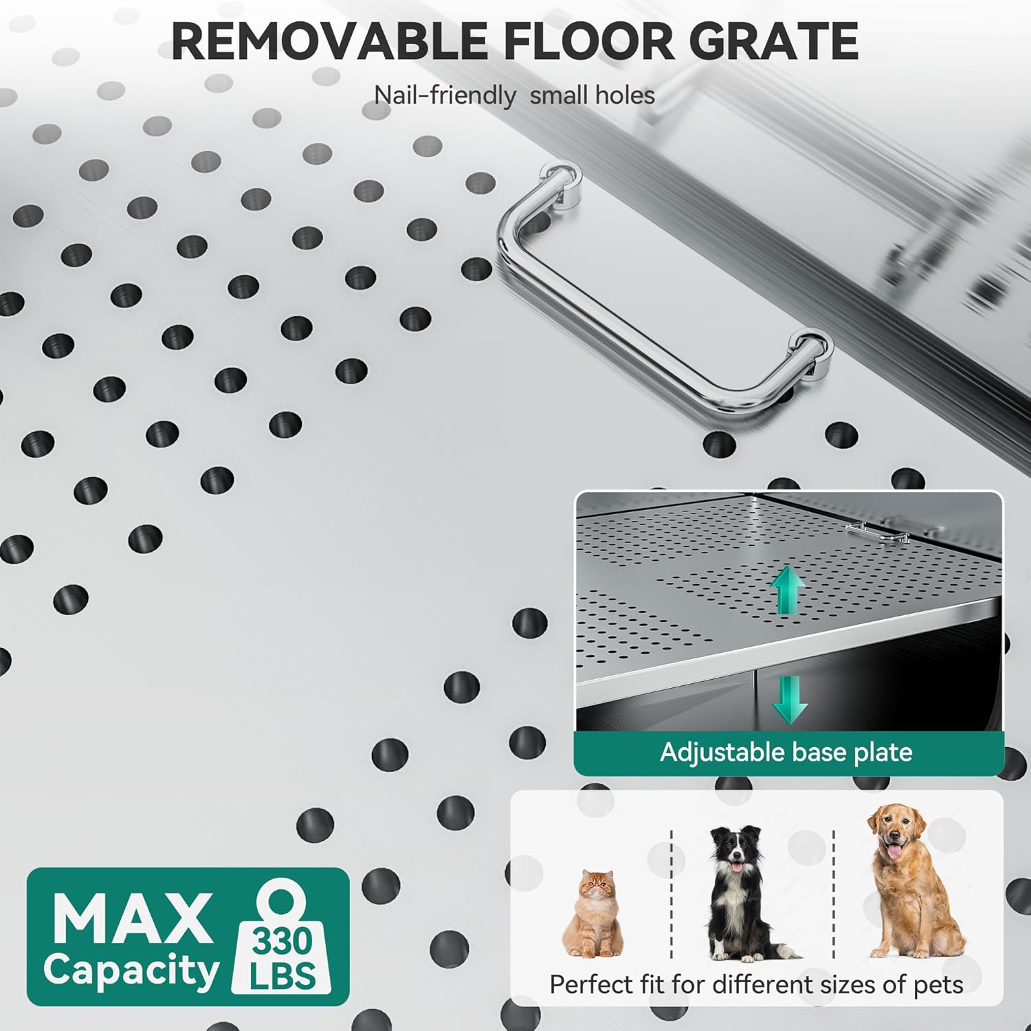 YITAHOME Dog Grooming Bathtub, Professional Stainless Steel 304 Dog Bathing Station w/Right Ramp, Faucet, Floor Grate, 50in Pet Washing Station for Large, Medium, Small Pets