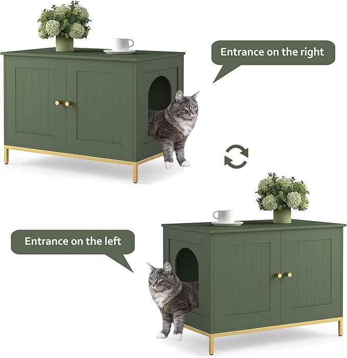 Homhedy Cat Litter Box Enclosure, Cat Washroom Furniture - Image 6
