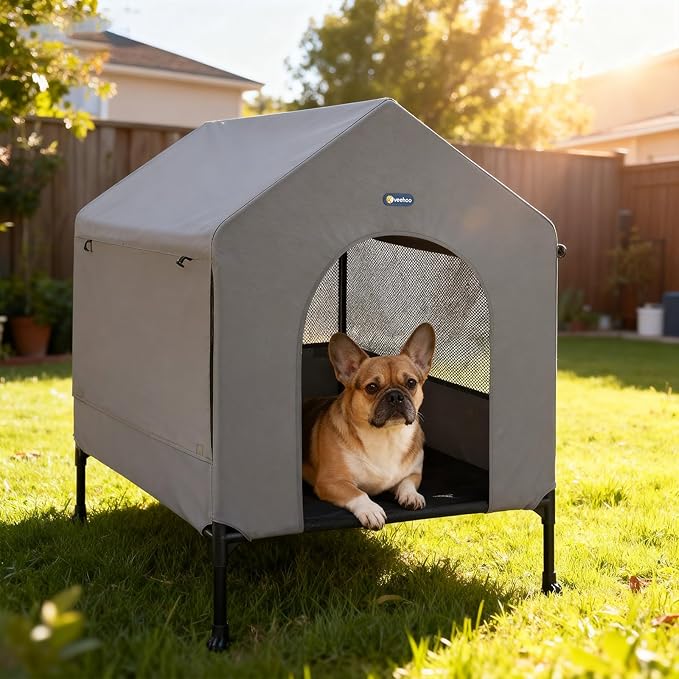 Veehoo 29" Dog House, 2-in-1 Small Dog House Outdoor Indoor Weatherproof by Veehoo