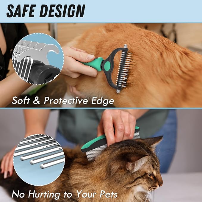 Docrok Pet Grooming Brush and Metal Comb Combo, Cat Brush Dog Brush - Image 4