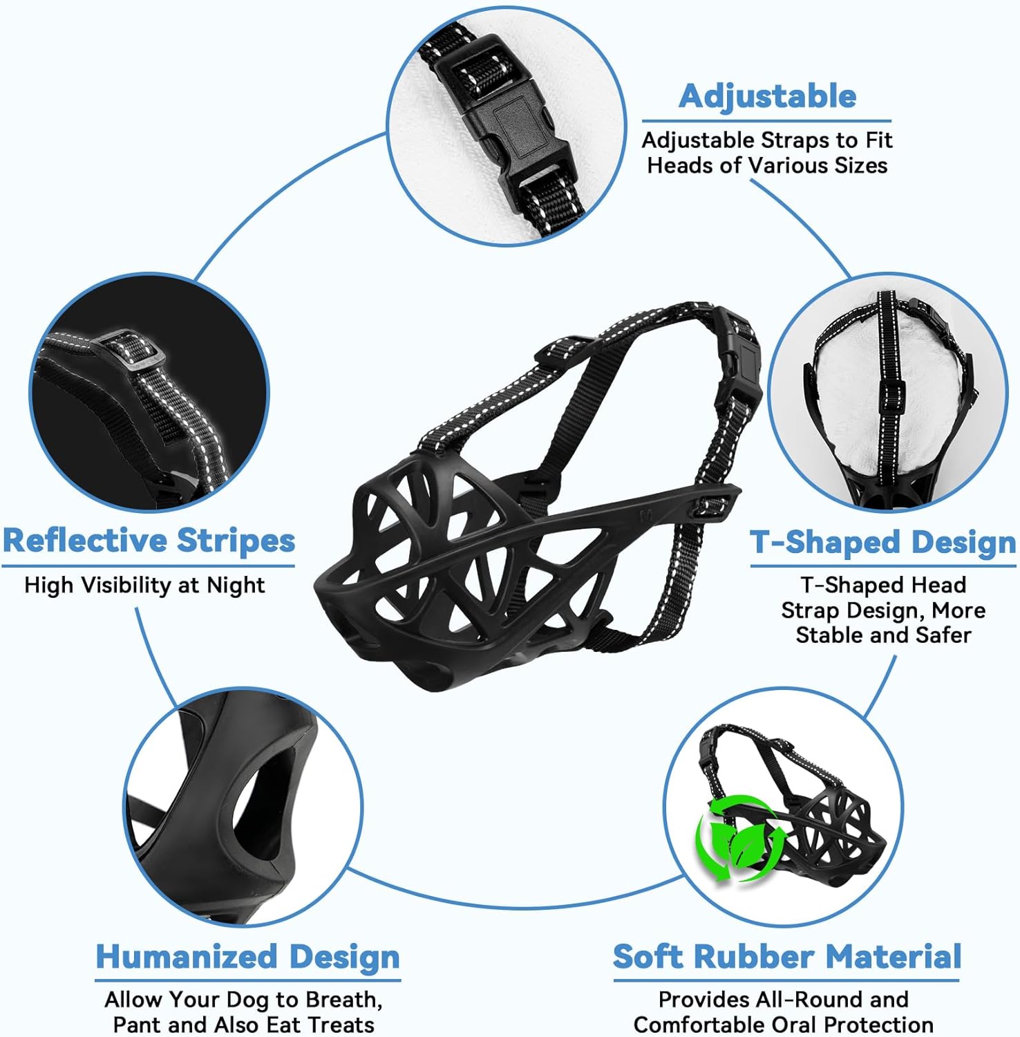Dog Muzzle for Large Dogs, Breathable Basket Muzzles for Small, Medium and X-Large Aggressive Dog, Allows Panting Drinking, Suitable for Grooming Trimming Training (Black, XL)