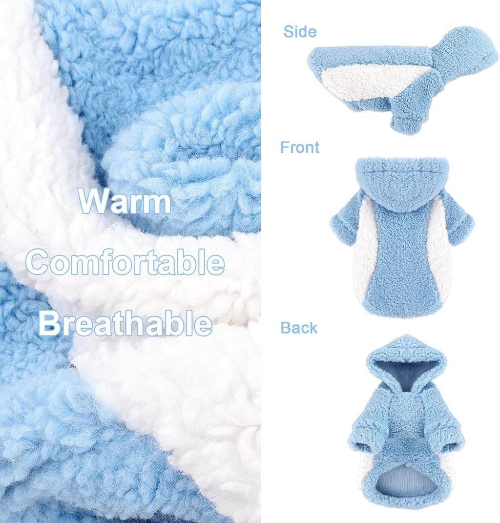 YIKEYO Dog Hoodie Pet Clothes Sweater with Hat Soft and Warm Cold Weather for Small Patchwork Hood(Blue, Small)