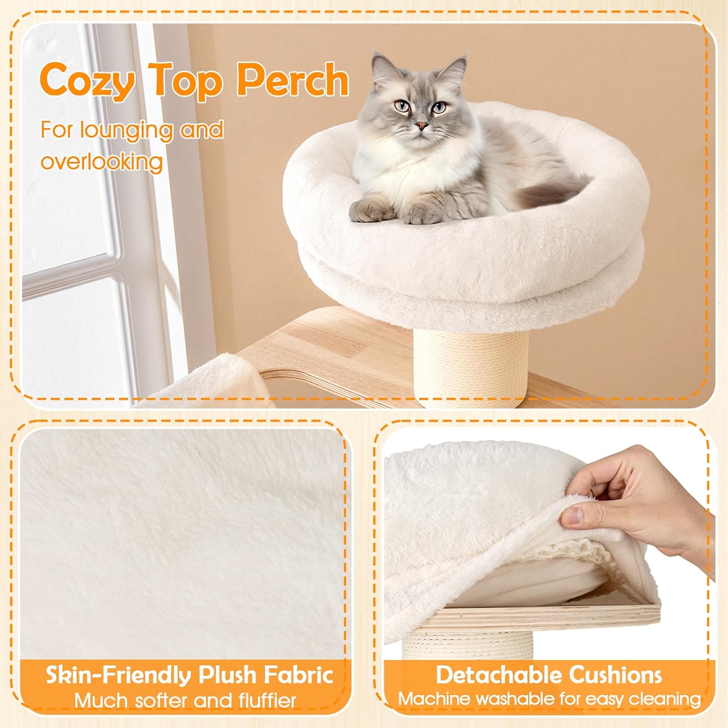 Tangkula 69” Tall Cat Tree, Multi-Layer Wood Cat Tower with Scratching Posts, Perch, Condo, Space Capsule, Hammock, Washable Cushions, Modern Cat Tree Tower for Indoor Cats Large Adult
