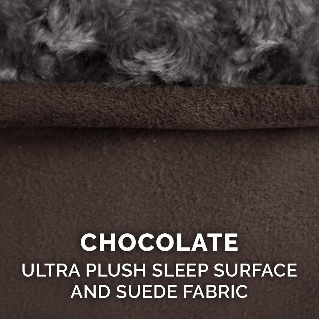 Furhaven Orthopedic Dog Bed for Extra Large Dogs w/ Removable Washable Cover, For Dogs Up to 180 lbs - Ultra Plush Faux Fur & Suede Luxe Lounger Contour Mattress - Chocolate, Giant/XXXL
