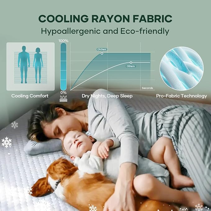 OhGeni 100% Waterproof Mattress Protector, Twin Size Mattress Soft Pad - Image 4
