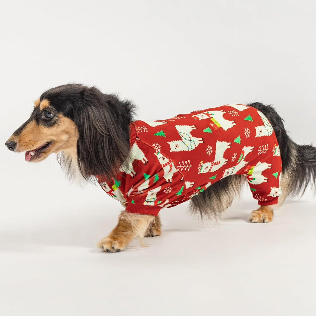 Fitwarm Christmas Alpaca Dog Pajamas, Christmas Clothes for Small Dogs Boy Girl, Holiday Pet Outfit, Red, Green, White, XL