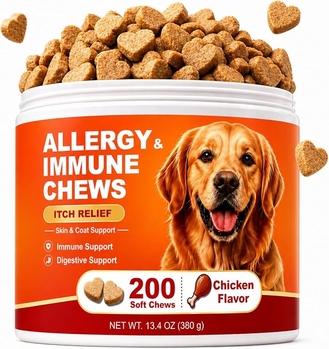 Dog Allergy Chews 200ct – Itchy Skin Relief by Uyorm