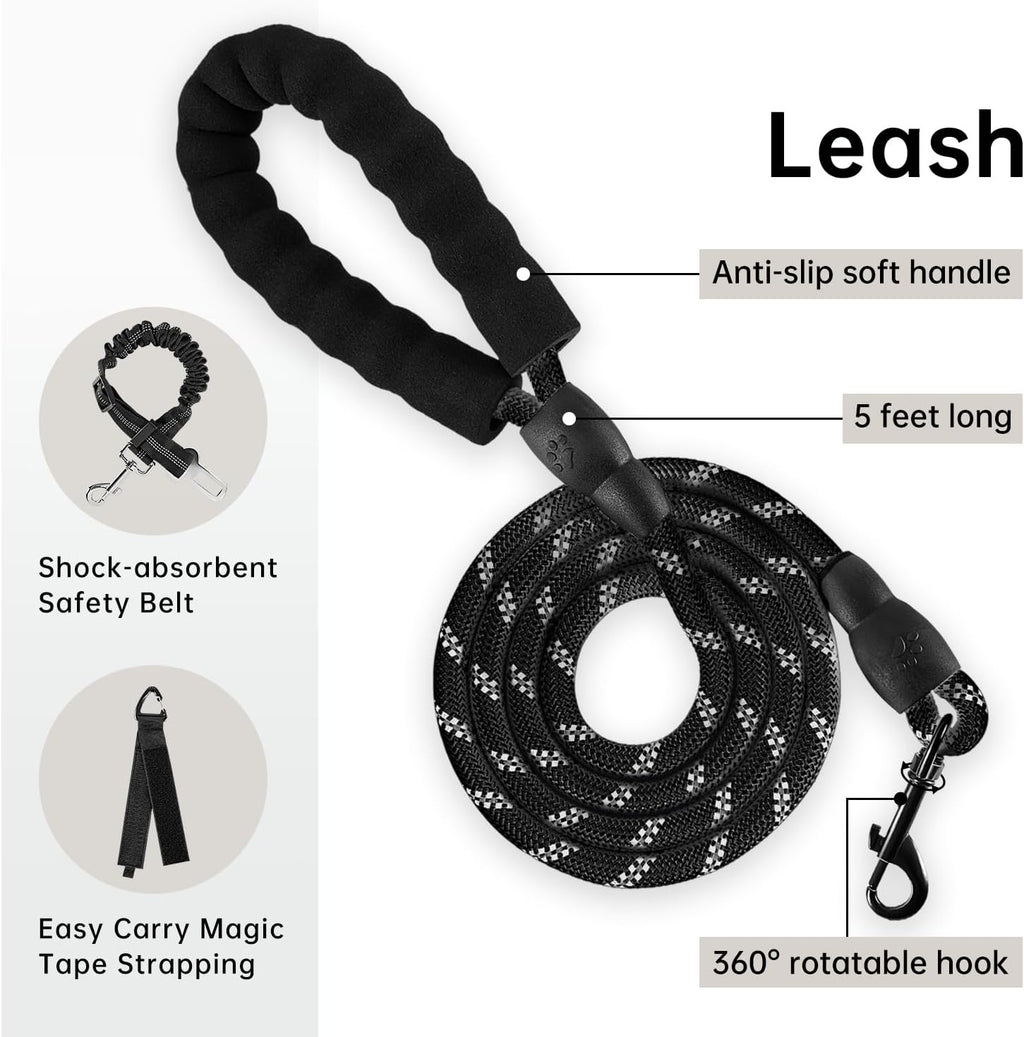 IVY&LANE No Pull Dog Harness with Leash Set, Reflective No Choke Pet Vest,Adjustable Oxford Dog Vest Harness with Easy Control Handle for Medium Dogs (Vintage Blue,M)