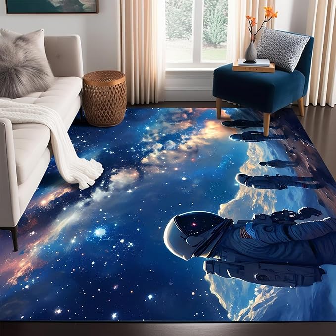 6' x 9' Space Rug for Boys Room Galaxy Rugs Planet Alien Carpet Astronauts Space Floor Mat Printed Throw Rugs for Kids Children Living Room,180x275cm
