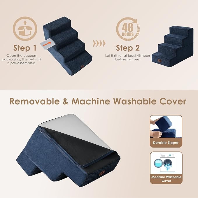 EHEYCIGA Dog Stairs for Bed 18" H, 4-Step Dog Steps for High Bed, Pet Steps for - Image 6