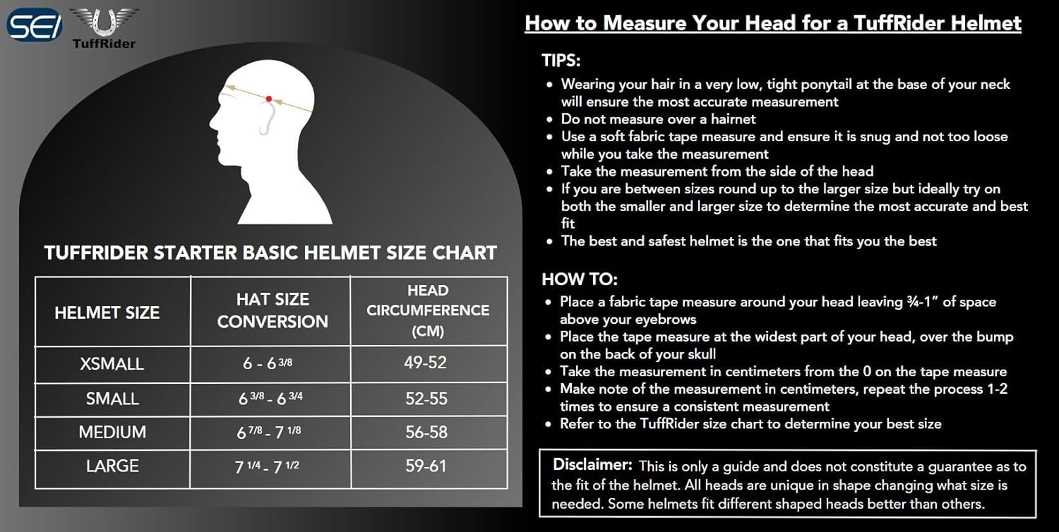 TuffRider Starter Basic Horse Riding Helmet | Comfortable Protective Equestrian Head Gear - SEI Certified