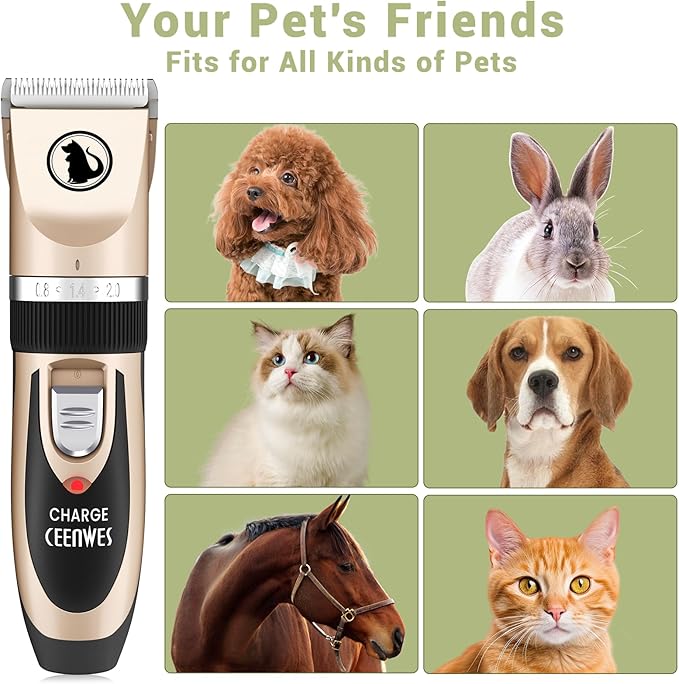 Ceenwes Dog Clippers Low Noise Pet Clippers Rechargeable Trimmer Cordless - Image 5