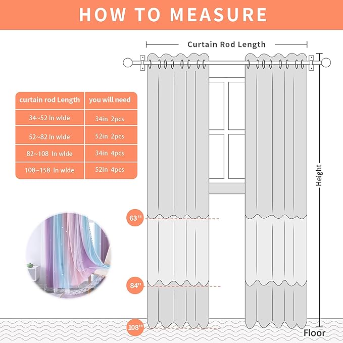 XiDi Curtains for Girls Bedroom 96 Inches Long Rainbow Kids Blackout Curtains for Nursery Room Darkening Rainbow Princess Unicorn Wall Decals Little Girl 2 Panels Set Pink Purple 62 Inches Wide