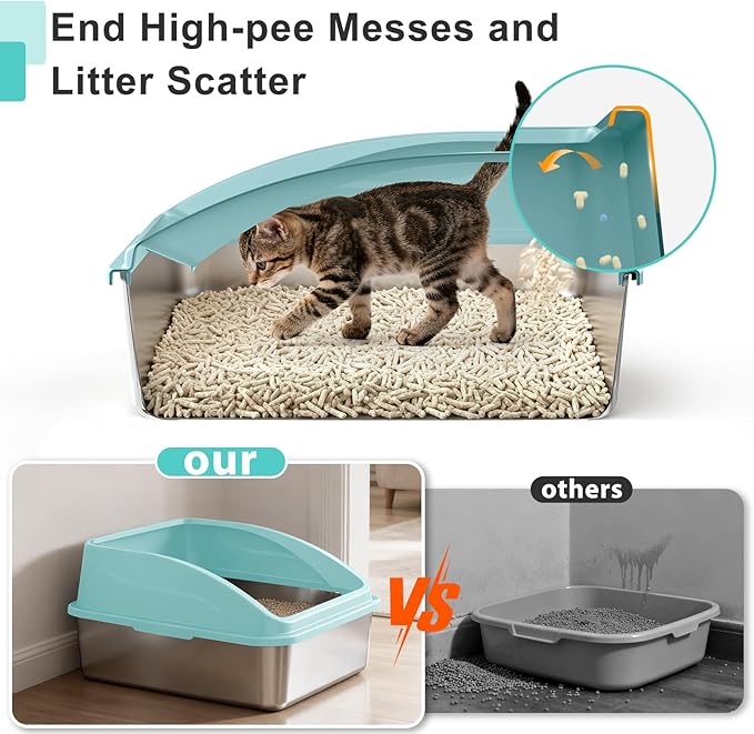 AIPERRO Stainless Steel Litter Box | XL Enclosed Cat Litter Boxs - Image 4