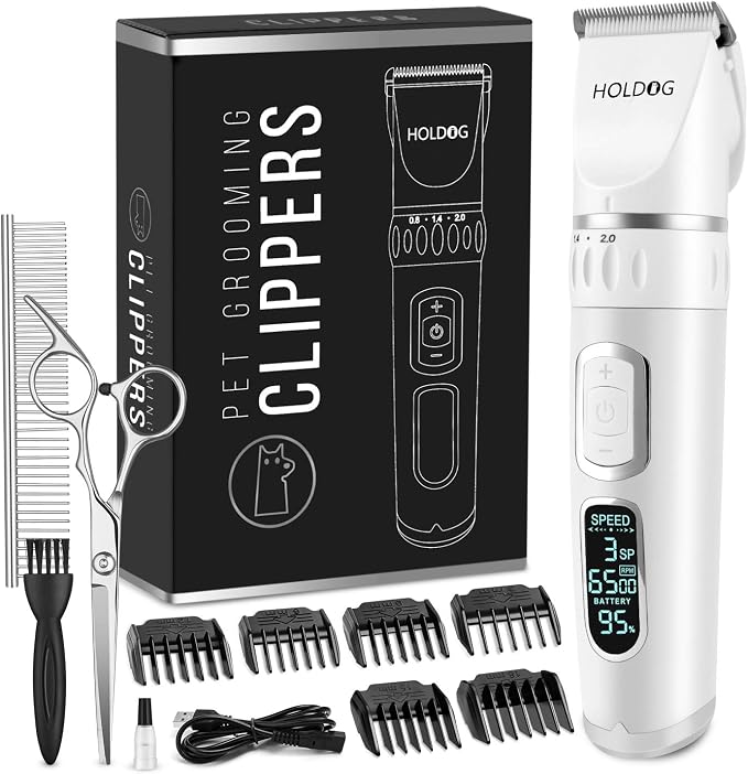 Dog Clippers Professional Heavy Duty Dog Grooming Clipper 3-Speed Low Noise by HOLDOG