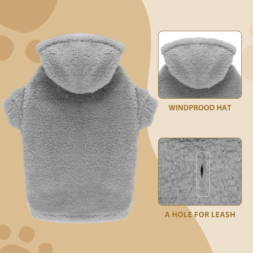 Fuzzy Dog Sweaters for Small Dogs Dog Hoodie Pet Clothes Warm Soft Cozy Coats Hooded Sweatshirt Fleece Small Pet Hoodies Sweater(Grey-S)