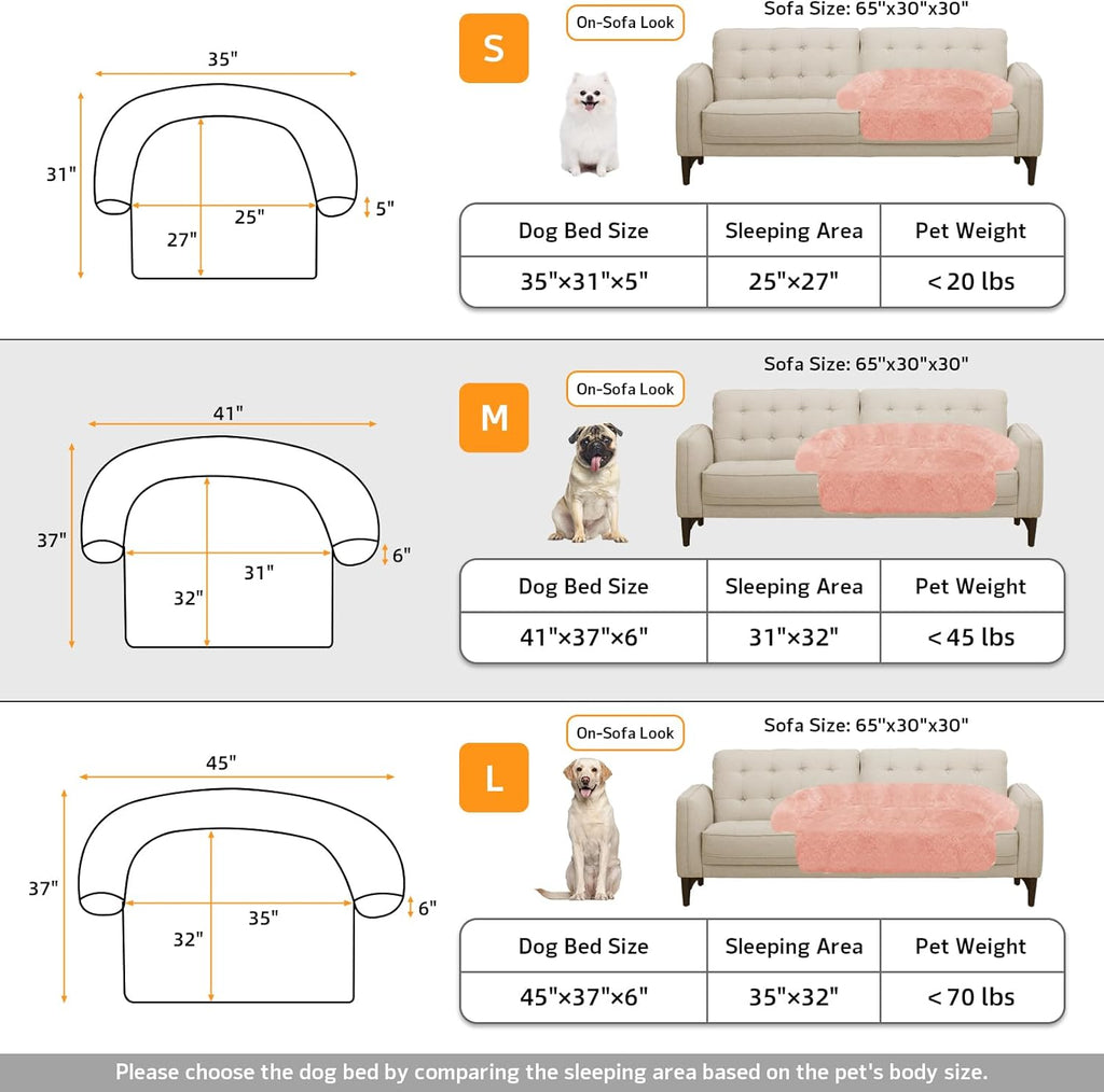 GGIB Calming Dog Bed Fluffy Plush Dog Mat for Furniture Protector with Removable Washable Cover for Large Medium Small Dogs and Cats (Medium, Pink)