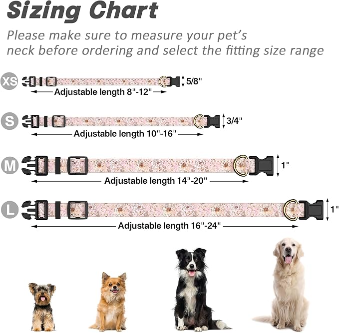 Reflective Dog Collar for Extra Small Dogs, Cute Flower Theme Adjustable - Image 7