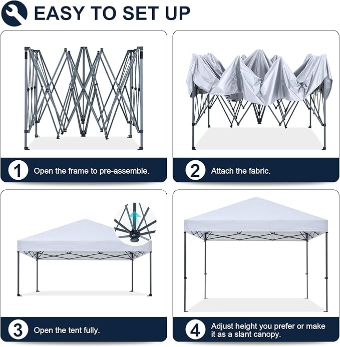 COOSHADE Durable Easy Pop Up Canopy Tent 12x12Ft (Silver White)