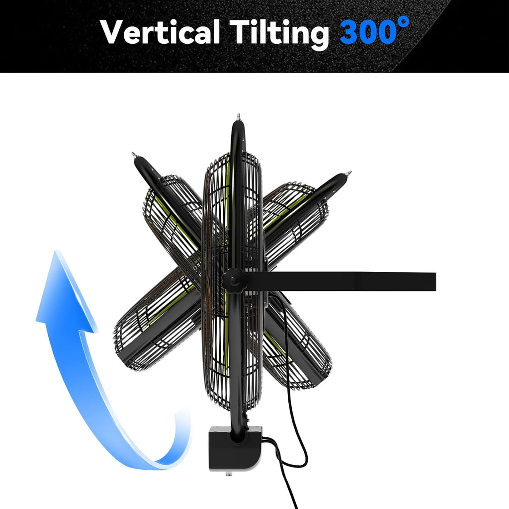 20 IN 5500 CFM Remote Control Wall Mount Fan, 3 Speed High Velocity Wall Fan with Timer, Oscillation & Tilting, Air Circulator for Garage, Commercial, Greenhouse, Warehouse & Gazebo Use, UL Listed