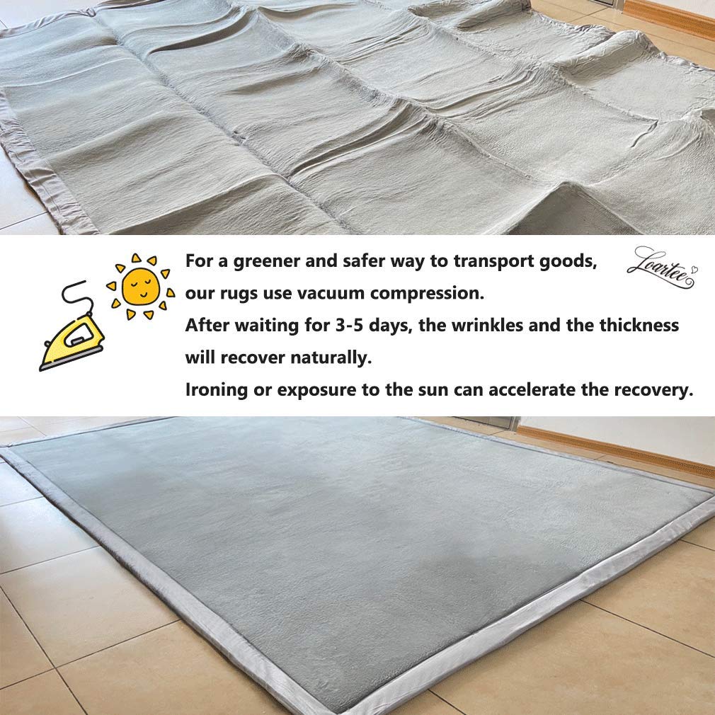 Loartee Nursery Crawling Rug and Play Mat - Velvet Coral (5.0'x 6'8", Gray) for Toddler Exercise