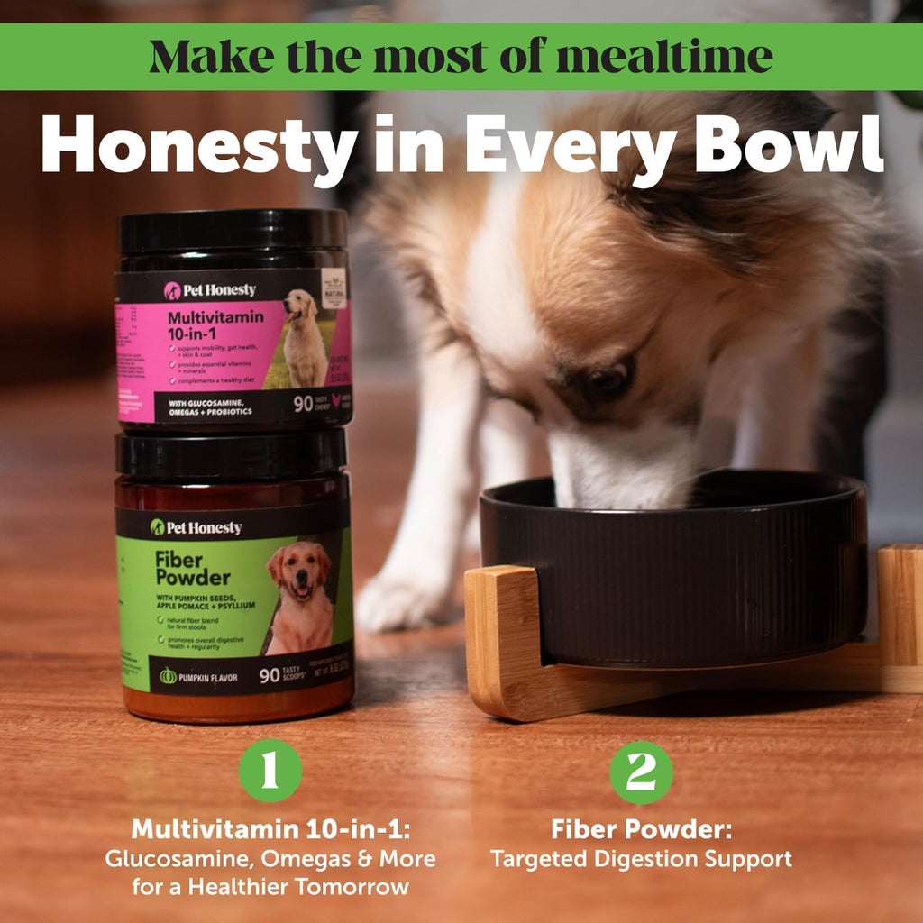 Pumpkin Fiber Powder Supplement for Dogs - All Natural Dog Probiotic with Psyllium Husk, Pumpkin Seeds and Apple Pectin for Healthy Digestion (90 Scoops)