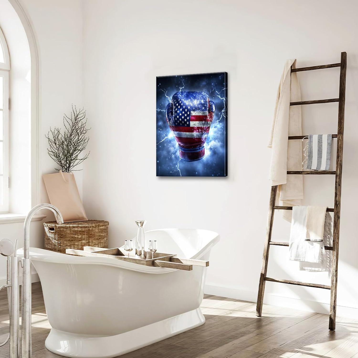 Sports Boxing Wall Art Canvas American Flag Wall Decor Prints Framed Painting Pictures Gifts Artwork for Bathroom Living Dining Room 16"x24"