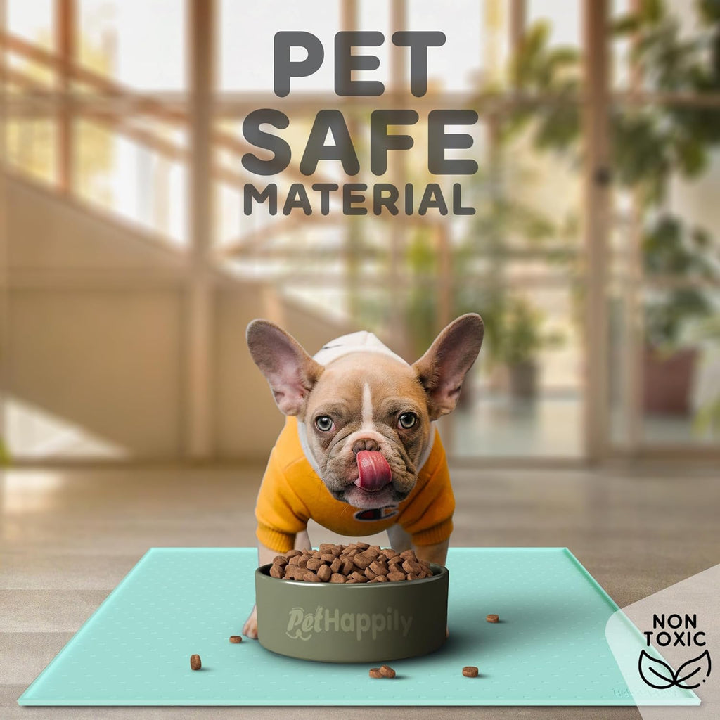 Dog Food Mat - Raised Edges Dogs Mat for Food and Water Prevent Spill, Waterproof Cat Food Mats Protect Floors, Easy Clean Dog Bowl Mats for Food and Water, Silicone Pet Food Tray