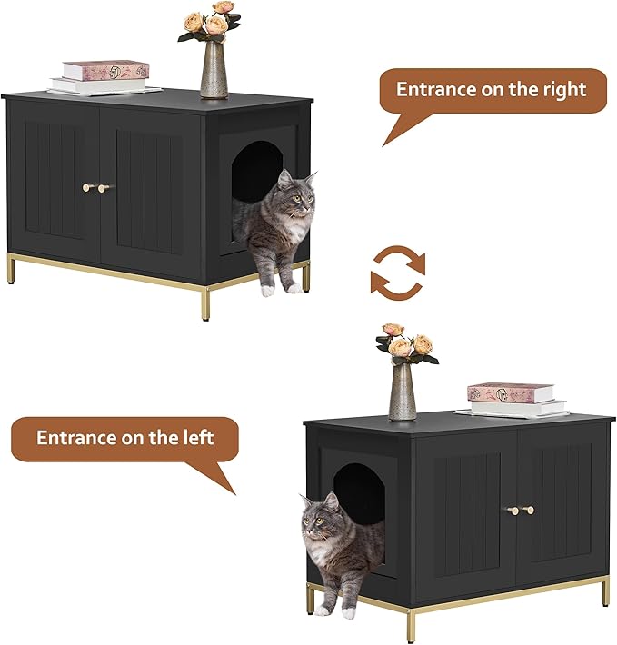 Homhedy Cat Litter Box Enclosure, Cat Washroom Furniture - Image 5