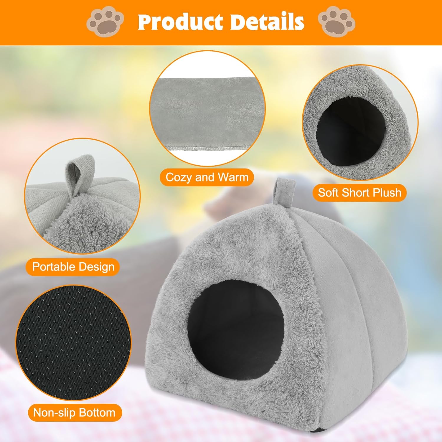 BWOGUE Guinea Pig House Bed Cozy Hamster Cave Large Hideout for Dwarf Rabbits Hedgehog Bearded Dragon Winter Nest Hamster Cage Accessories