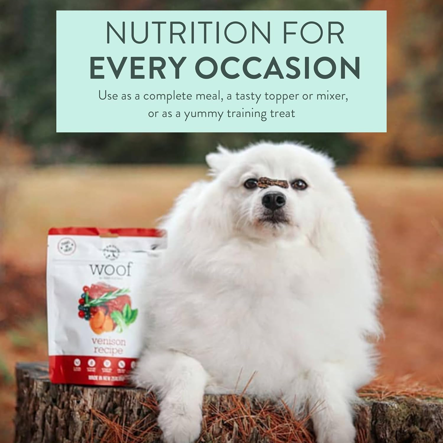Wild Venison - Air Dried, Toppers, High Protein, Natural Limited Ingredient Recipe Dry Dog Food - 3.5 oz