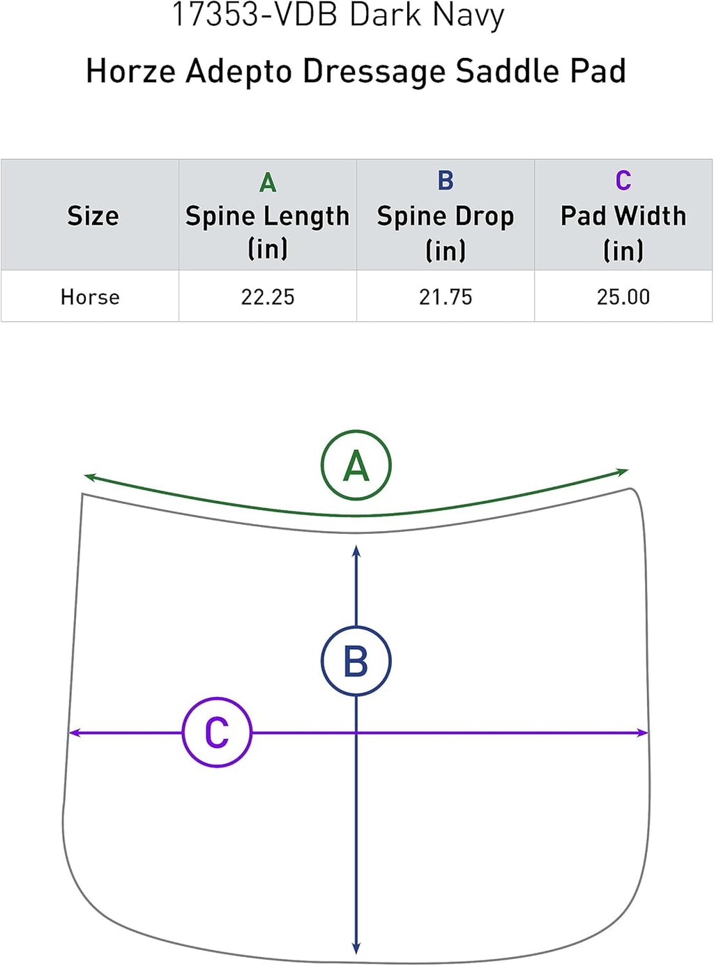 HORZE Adepto Quilted Quick-Dry Dressage Saddle Pad for Horses with Two-Tone Trim
