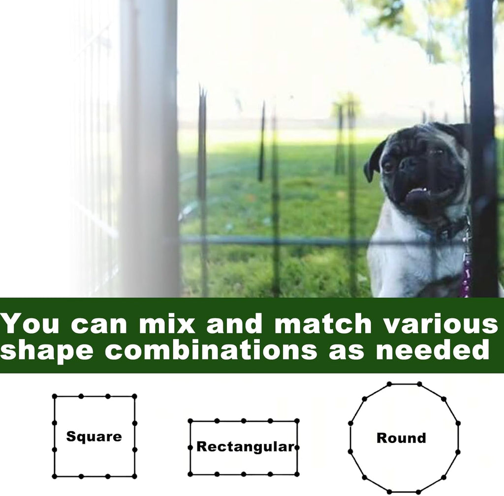 Dog Playpen,24 32 40 48 in(H) Pet Fence Outdoor for Rv Camping,Garden Fence Medium Animal Barrie for Yard,11Ft(L)-56Ft(L) Black Metal Temporary Fencing