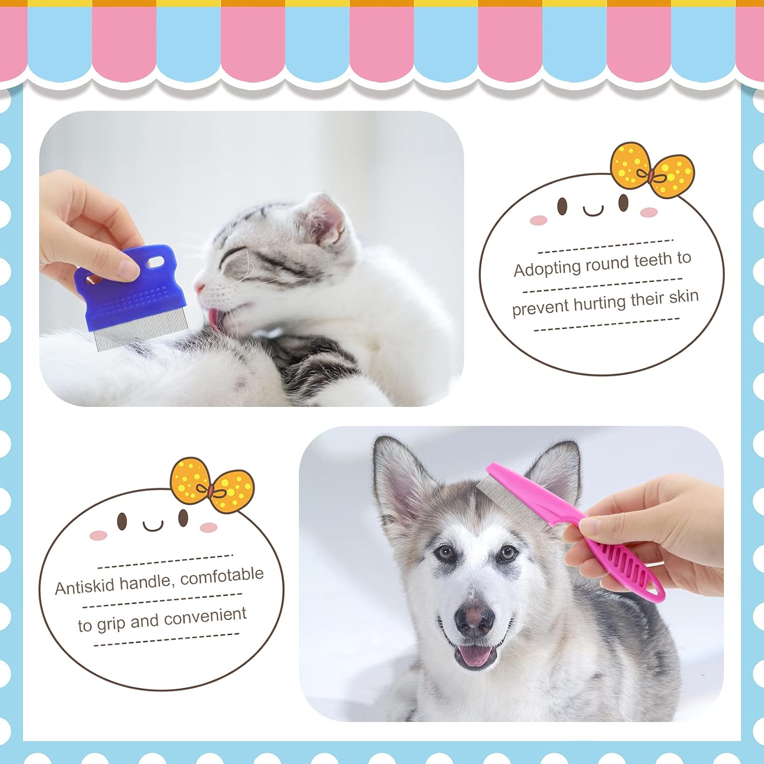 Rabbit Grooming Kit, Rabbit Brush for Shedding with Bunny Nail Clipper, Rabbit Nail Trimmers with Pet Combs for Hamster Guinea Pig Ferret by KALAMANDA(6 Pack)