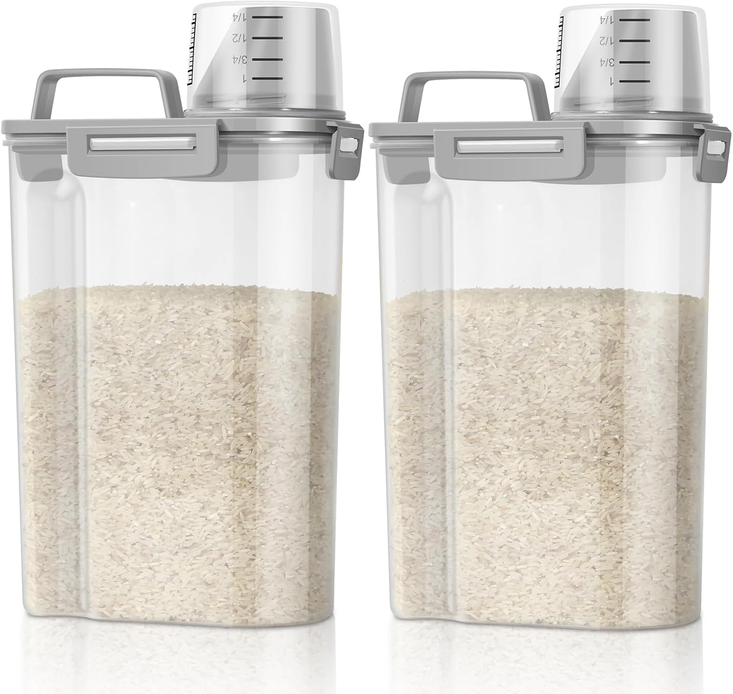 TBMax Rice Container 2 Pack 5 Lbs, Small Pet Dog Cat Food Container Dispenser, Kitchen Cereal Storage Container with Cup, Perfect for Daily Use, Travel, and Portion Control