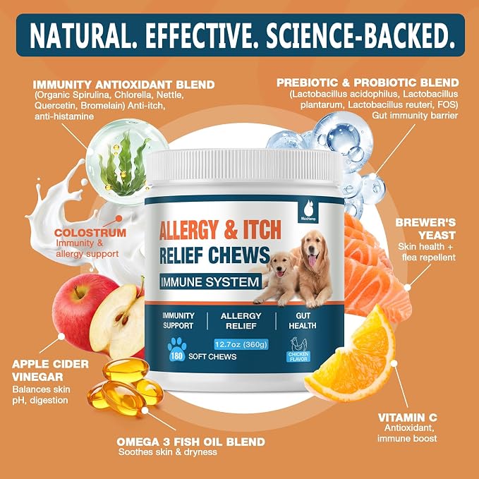 180 Chews Dog Allergy Chews, Itching Skin Relief, Natural Dog Allergy Relief - Image 4