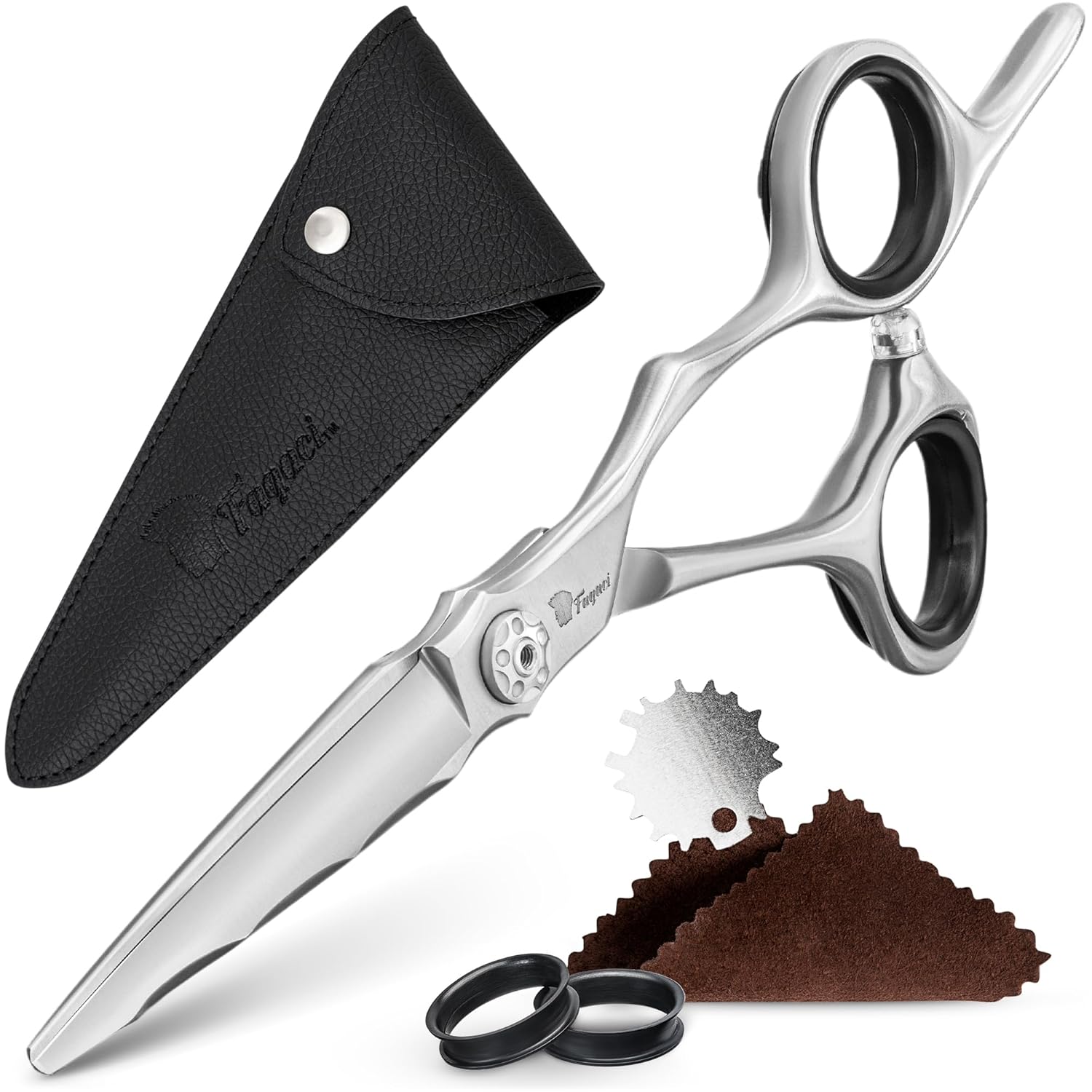 Fagaci Professional 6' Japanese Steel Hair Cutting Scissors, Razor Sharp Blades, Extreme Durability, Ergonomic Silver Stainless Steel Handle, Hair Cutting Shears for Women & Men