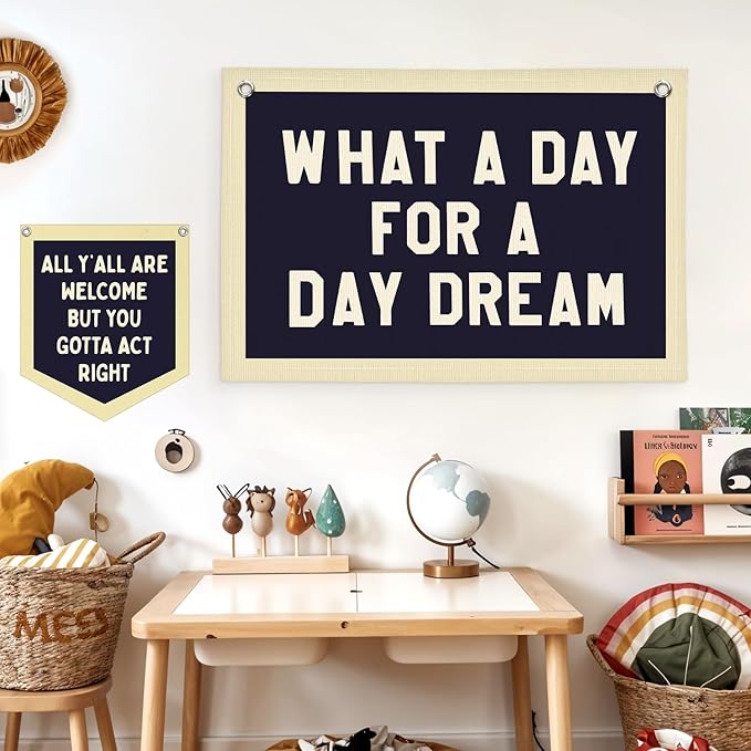 Lacama Boys Room Decor, Boy Nursery Decor, Canvas Banner Wall Hanging Banner Flag Decor for Nursery Playroom Toddler Room, Boys Kids Rooms Decor 30x20 Inch