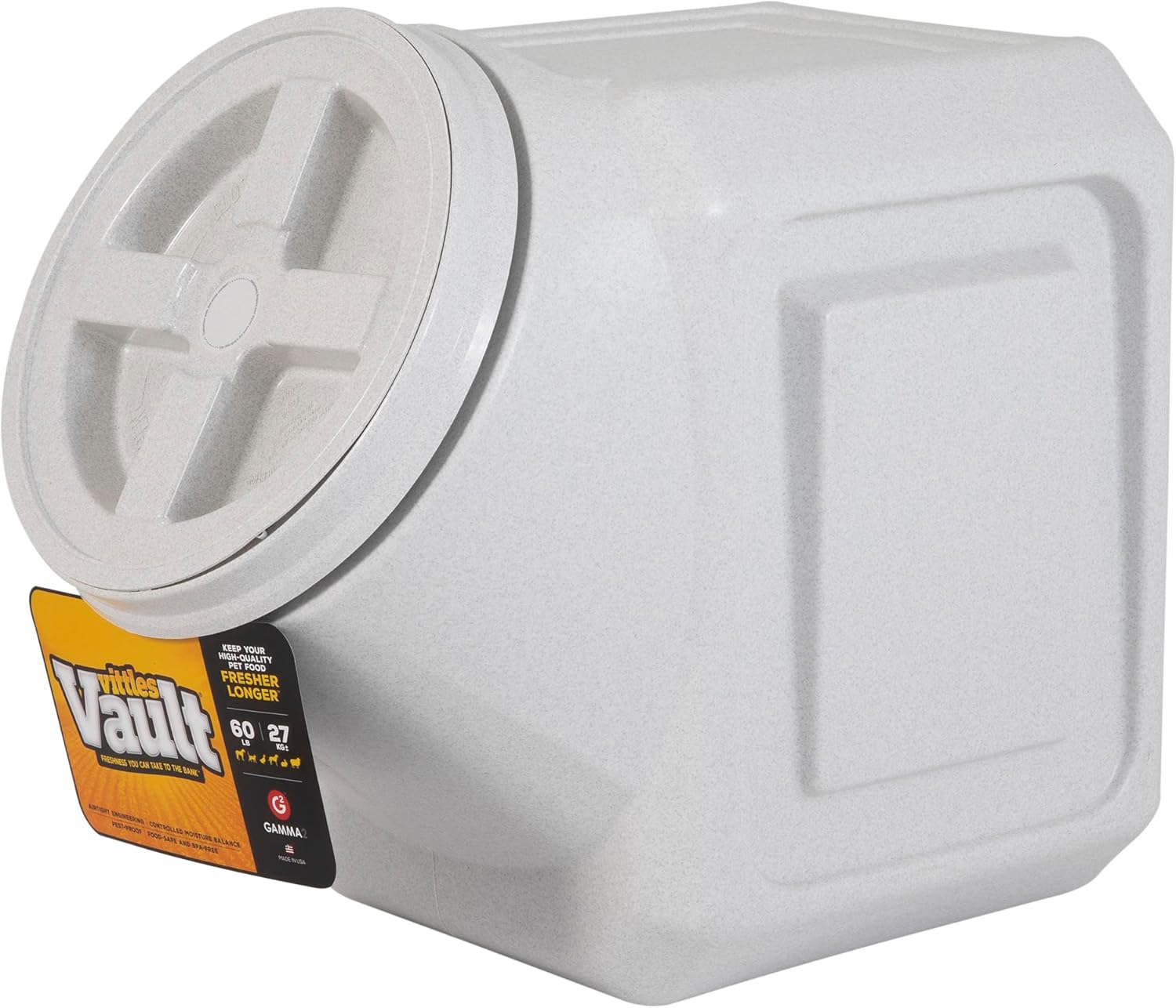 Gamma2 Vittles Vault Stackable Dog Food Storage Container with Sealing Lid, Up to 60 lbs Dry Pet Food Storage Container, USA-Made - [14.5" L x 19" H]