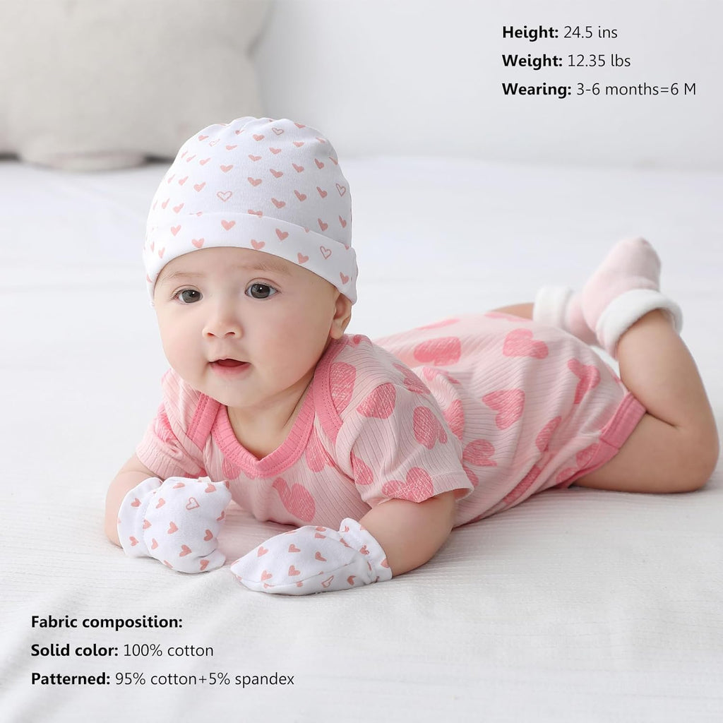 Newborn Baby Short Sleeve Bodysuit Cotton One-Piece Baby Clothes 5-Pack, 0-12 Months