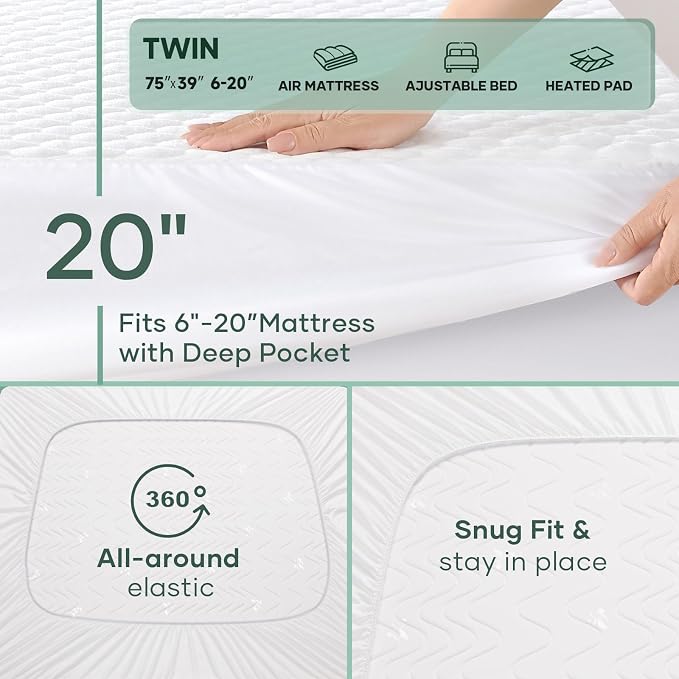 OhGeni 100% Waterproof Mattress Protector, Twin Size Mattress Soft Pad - Image 5