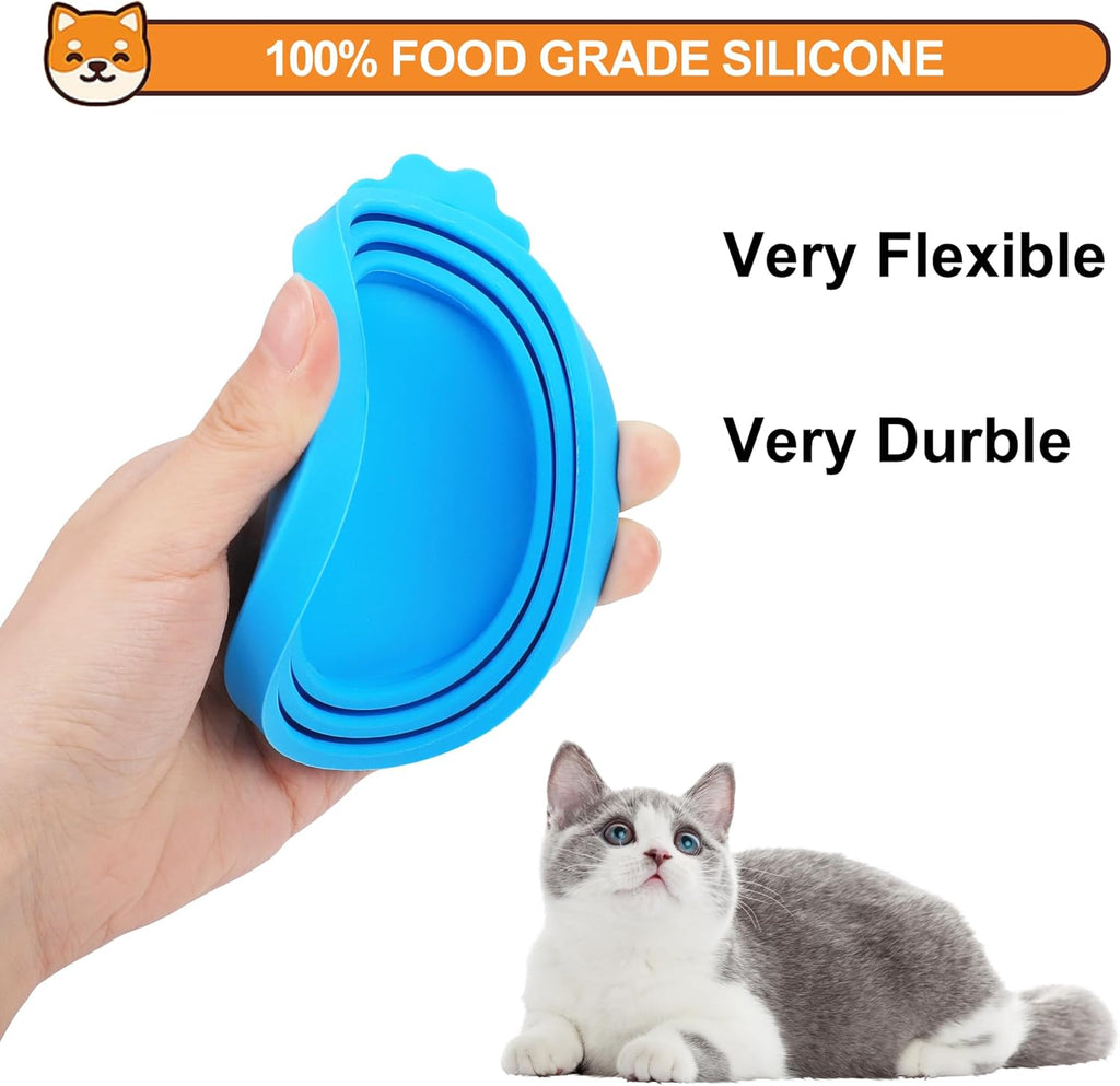 3 Pack Pet Food Can Covers, Silicone Universal Can Lids for Dog & Cat Food, BPA Free, One Fit Most Standard Size Can Lids Top Blue/Green/Dark Green